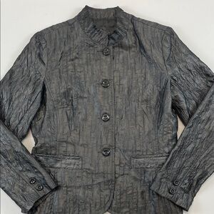 Erin by Erin London Crinkle Texture Jacket Women’s Button Front Blazer Sz M
